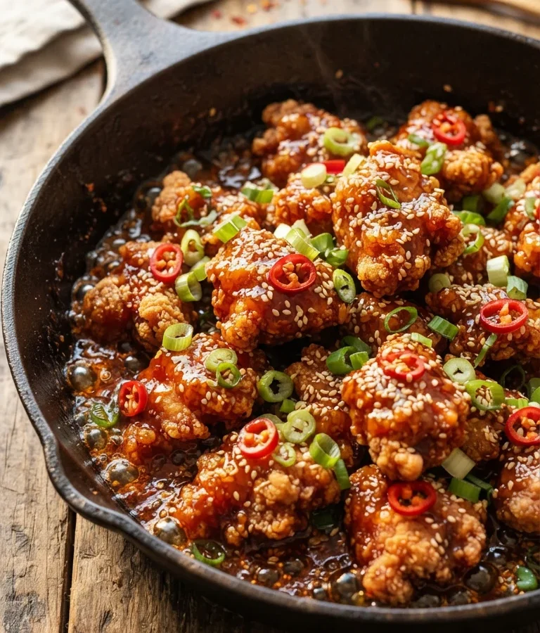 Crispy Hot Honey Garlic Chicken Bites