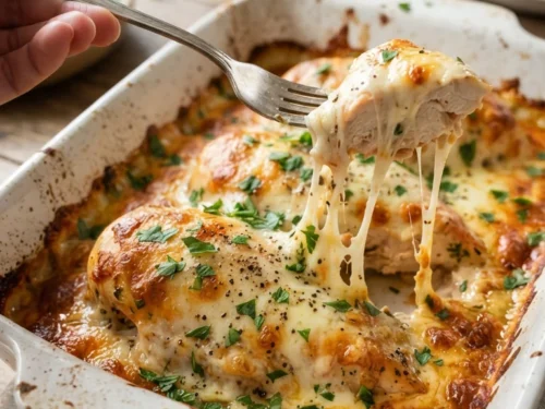 Cheesy Baked Garlic Butter Chicken