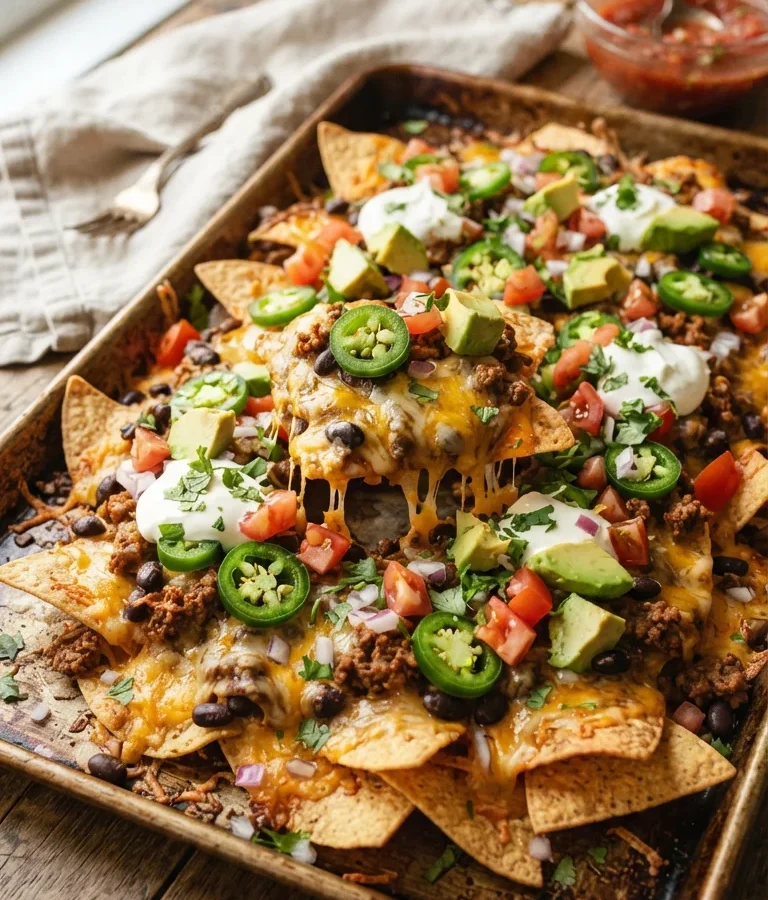 Crispy Loaded Sheet Pan Nacho Chips