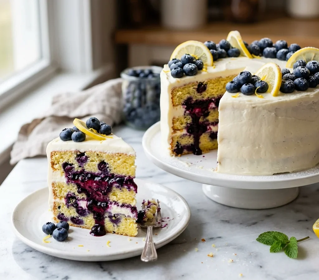 Blueberry Lemon Cake with Cream Cheese Frosting