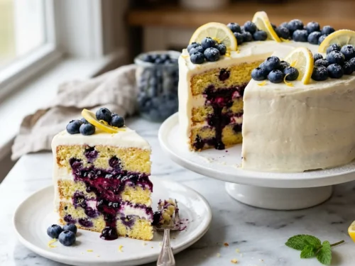 Blueberry Lemon Cake with Cream Cheese Frosting