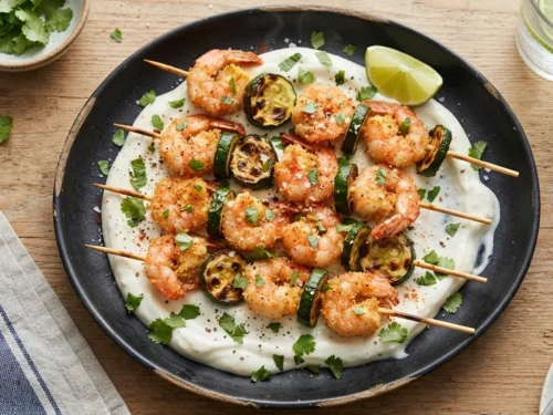Air-Fried Crispy Shrimp & Zucchini Skewers