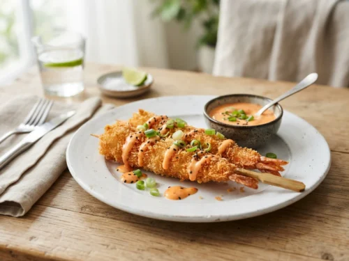 Crispy Skewered Shrimp with Sweet Chili Dip