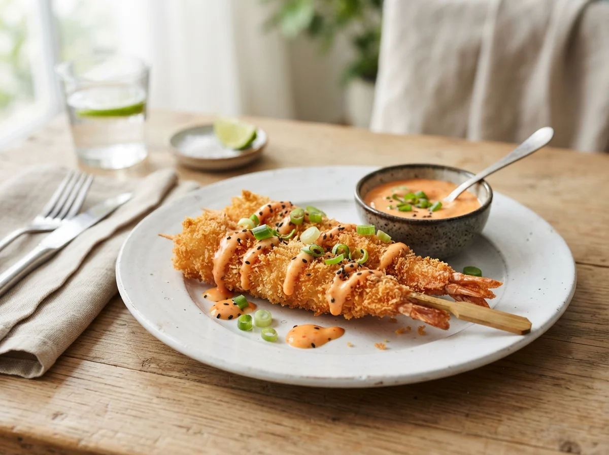Crispy Skewered Shrimp with Sweet Chili Dip