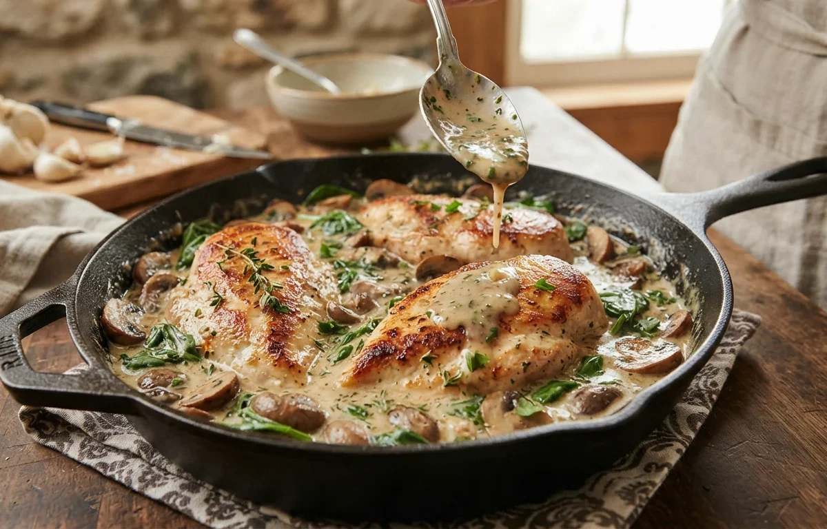 Creamy Garlic Thyme Chicken with Mushrooms