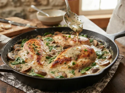 Creamy Garlic Thyme Chicken with Mushrooms