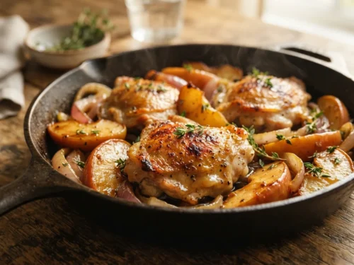 Maple Dijon Chicken with Roasted Apples & Onions