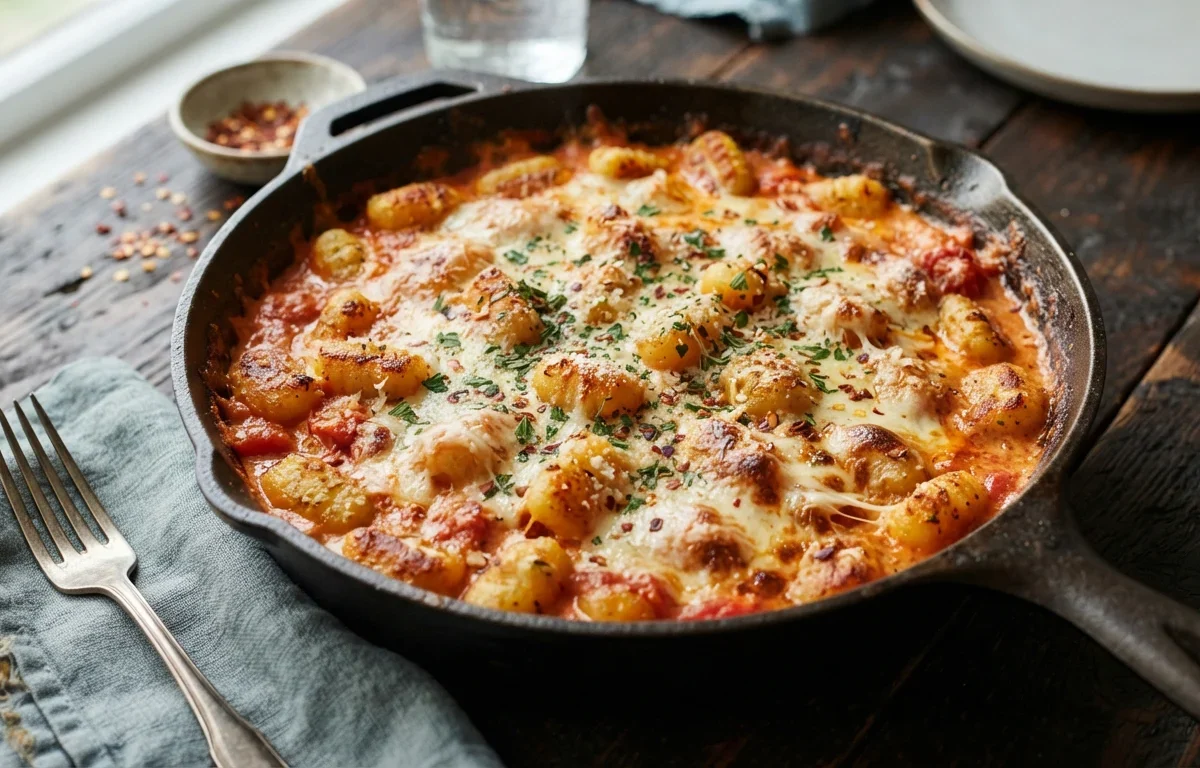 Seared Gnocchi with Garlic Tomato & Mozzarella