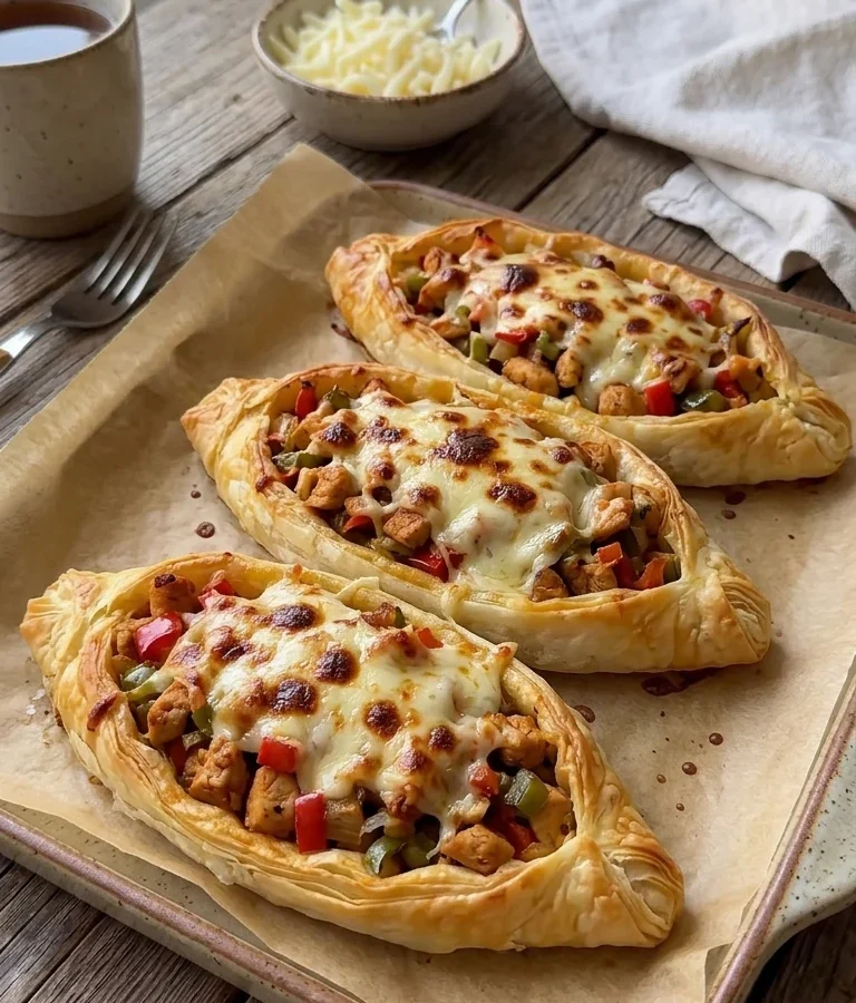 Turkish Chicken Yufka Boats (Tavuklu Kayık Börek)