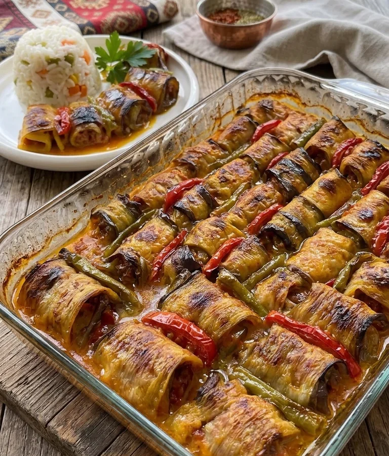 Turkish Stuffed Eggplant Rolls (Patlıcan Rulo Kebabı)