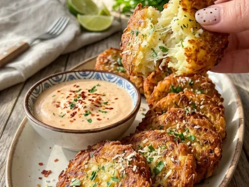 Crispy Garlic & Parmesan Potato Fritters