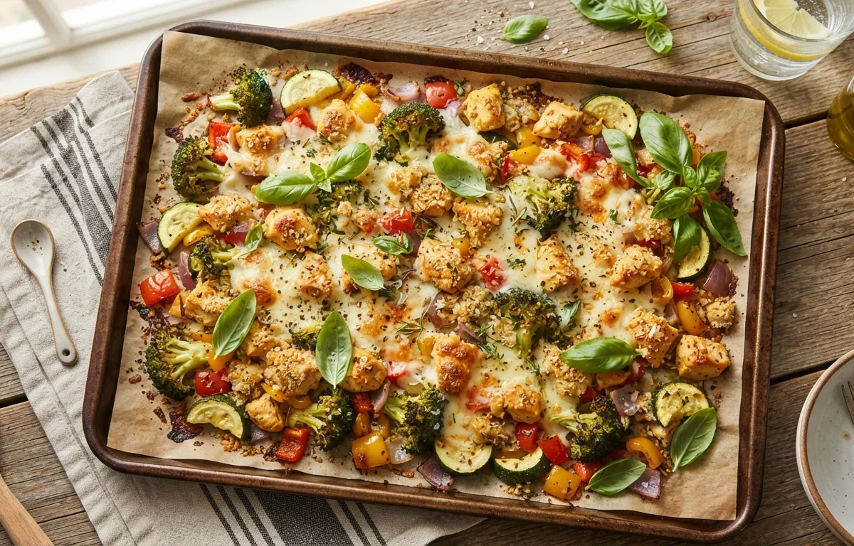 Cheesy Chicken and Veggie Sheet Pan Recipe