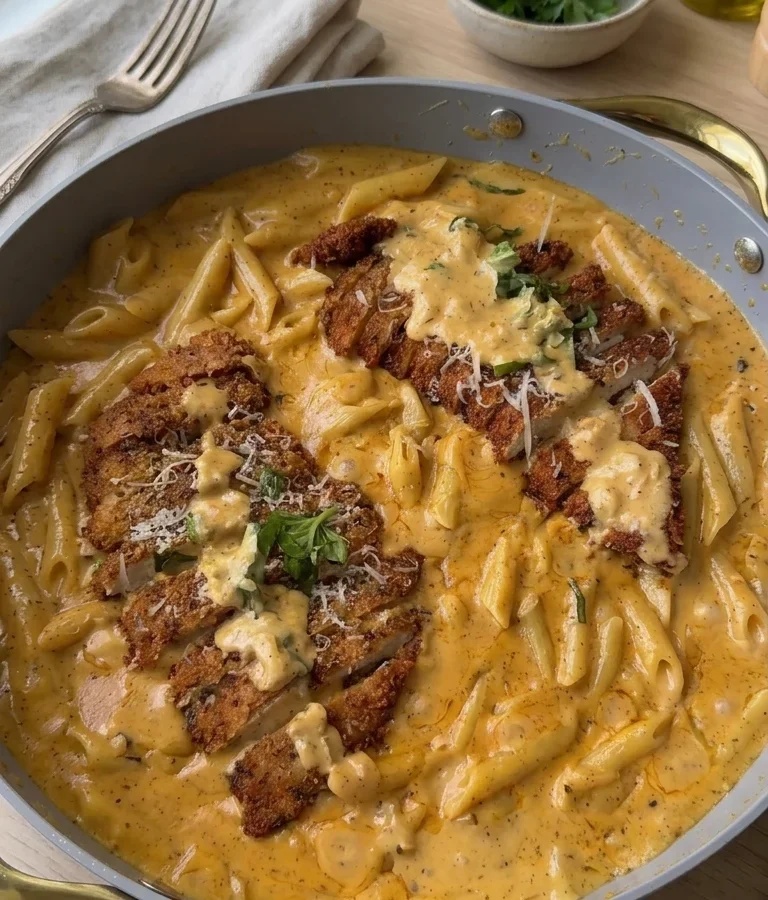 Crispy Chicken with Creamy Pasta