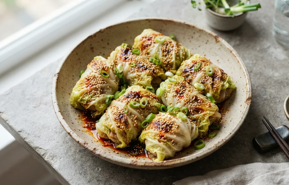 Easy Pan-Seared Napa Cabbage Rolls