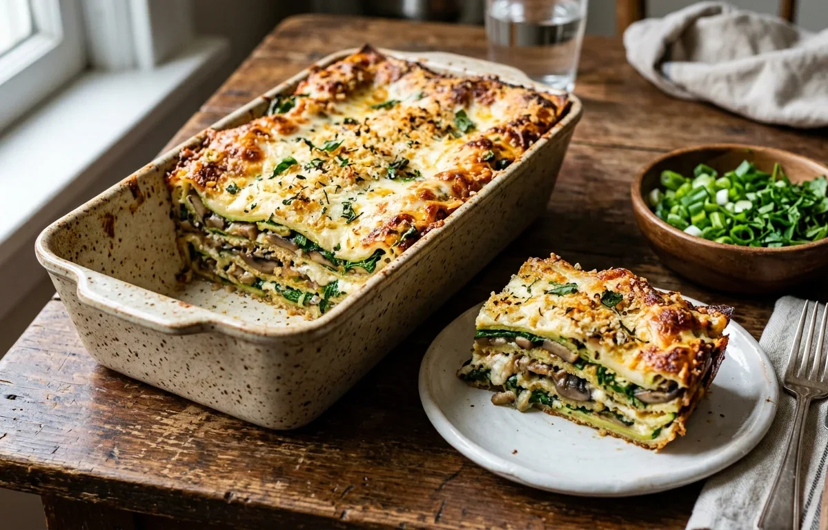 Mushroom & Spinach Zucchini Loaf Pan Lasagna