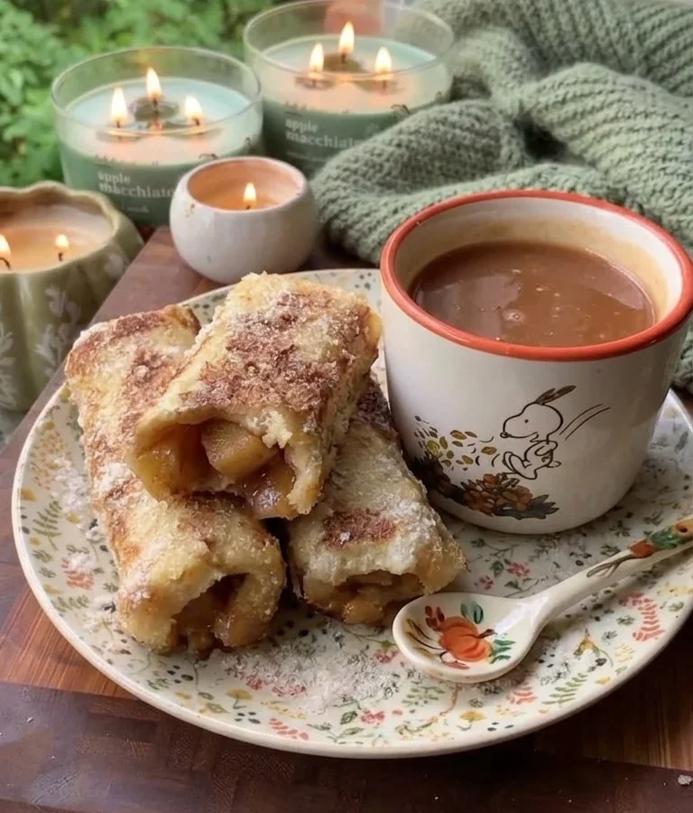 Cinnamon Sugar Apple Pie Stuffed French Toast Roll-Ups