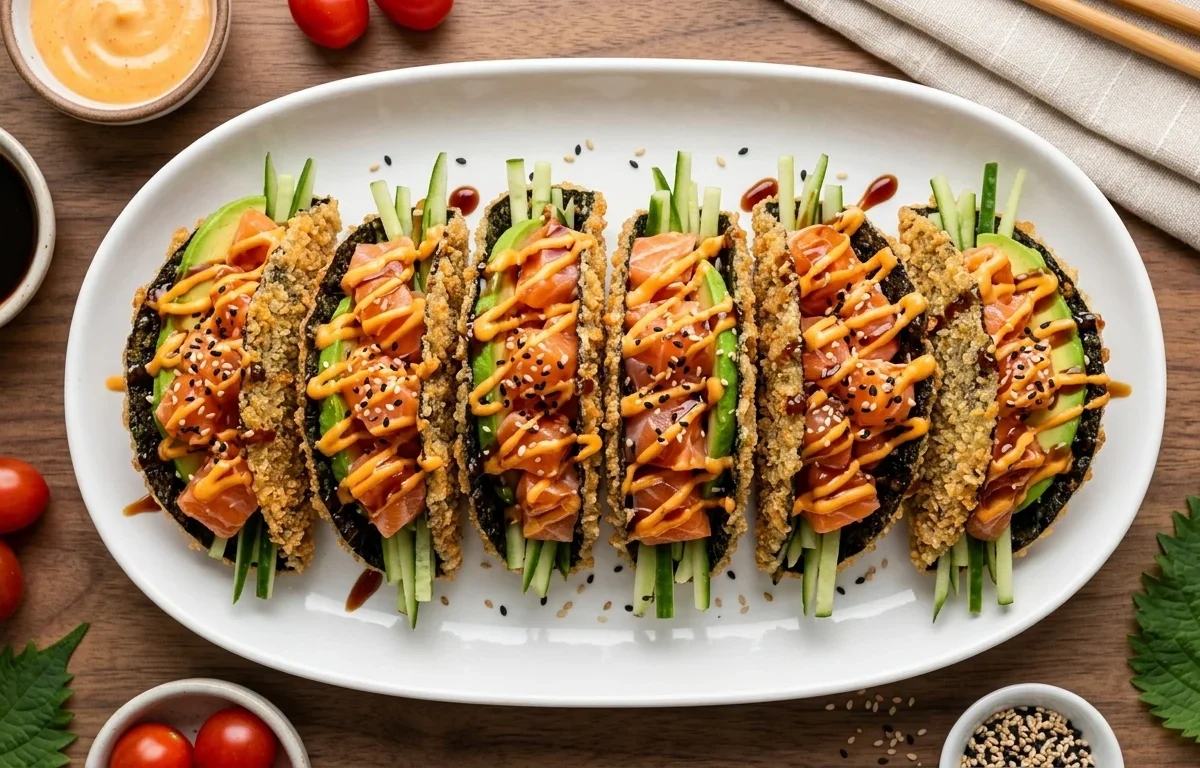 Crispy Salmon Sushi Tacos