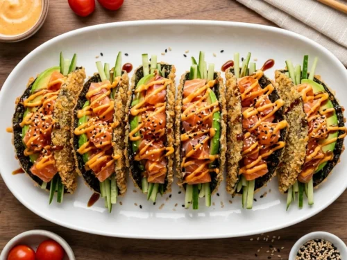 Crispy Salmon Sushi Tacos