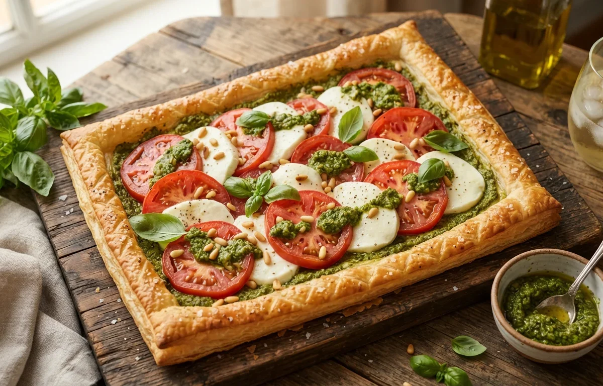 Caprese Pesto Puff Pastry Tart