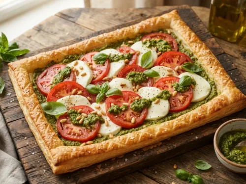 Caprese Pesto Puff Pastry Tart