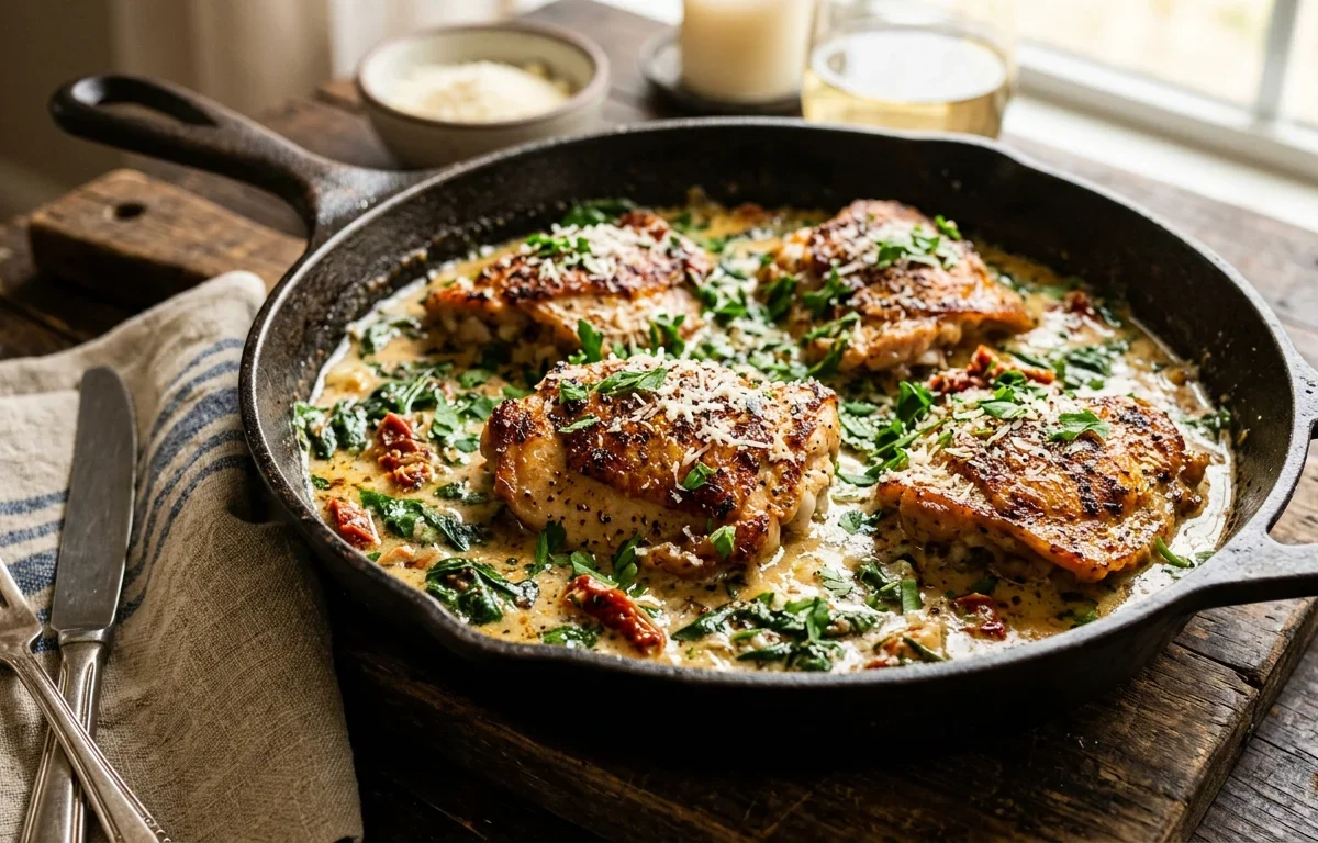 Creamy Garlic Butter Boneless Chicken Thighs