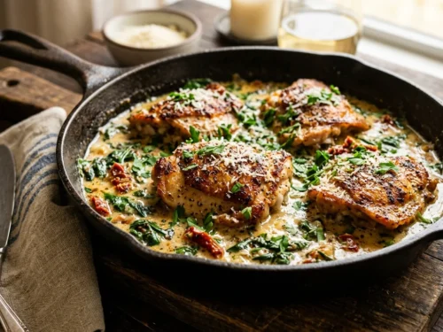Creamy Garlic Butter Boneless Chicken Thighs