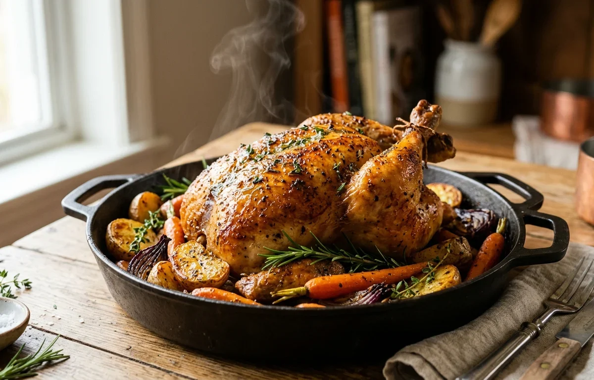 Juicy Garlic Butter Whole Roast Chicken