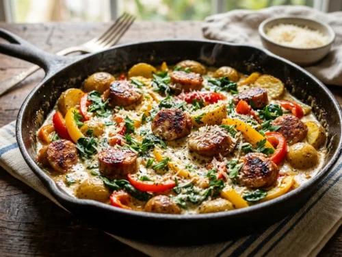 Creamy Garlic Butter Chicken Sausage Skillet