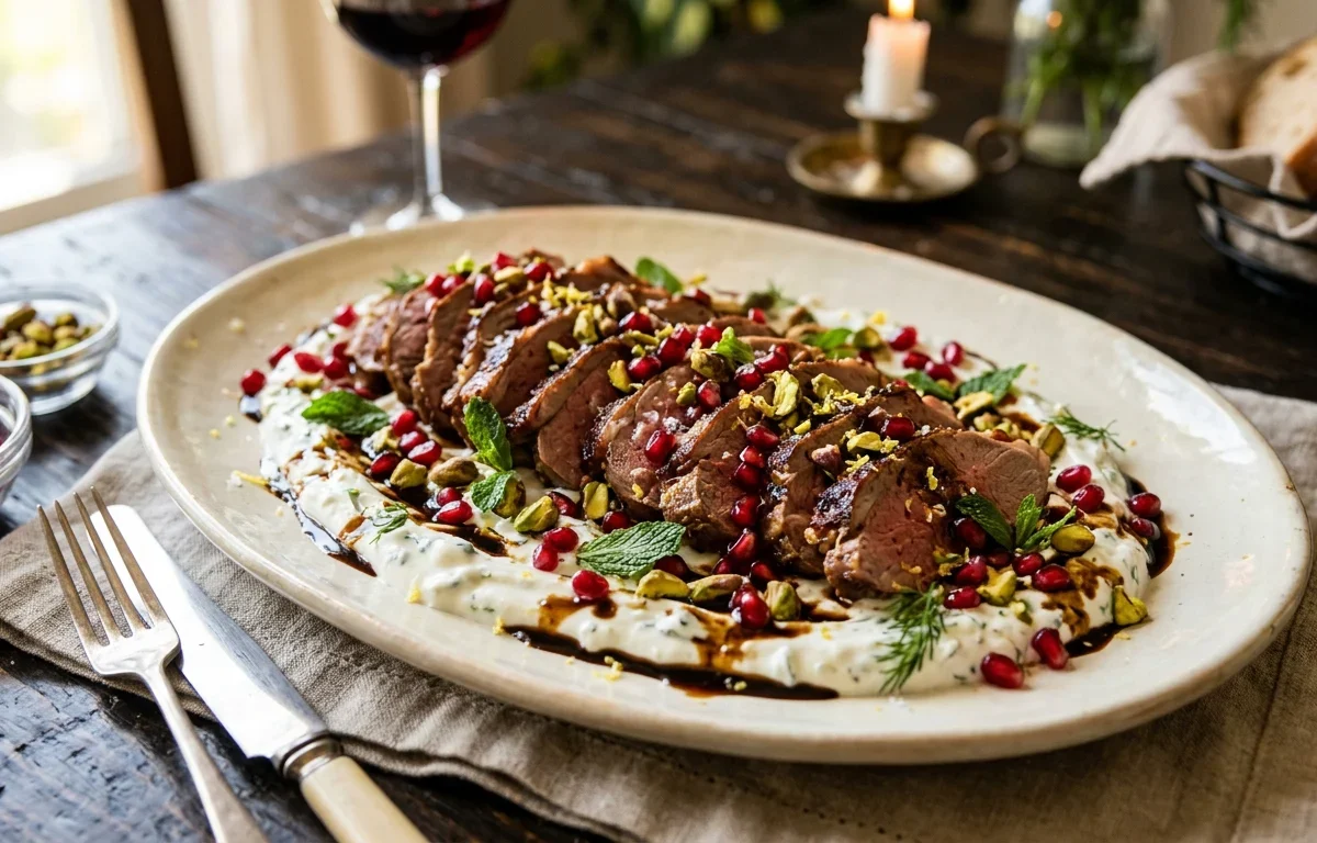 Pomegranate Pistachio Garlic Lamb