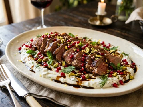 Pomegranate Pistachio Garlic Lamb
