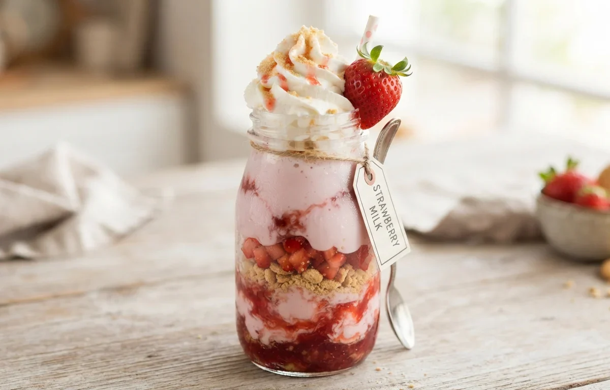 Strawberry Cream Milk Bottle Dessert