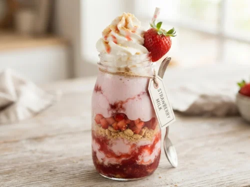 Strawberry Cream Milk Bottle Dessert