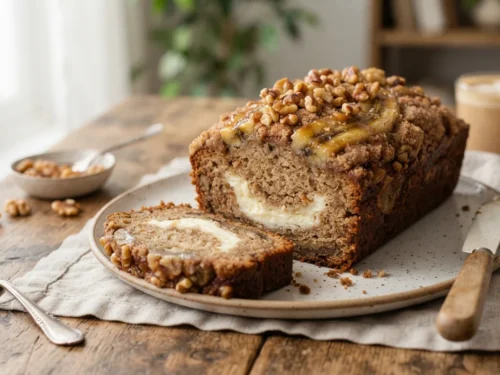 Cream Cheese Stuffed Banana Bread