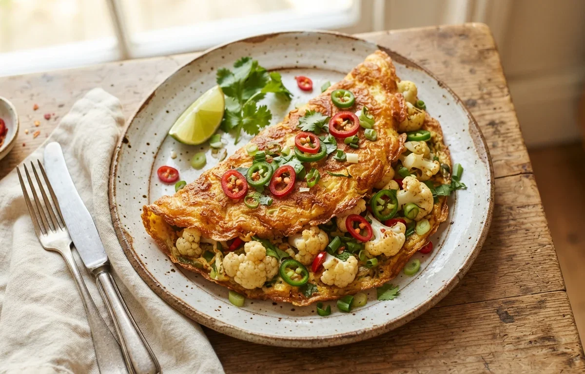 Crispy Cauliflower Chili Omelet