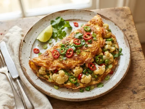 Crispy Cauliflower Chili Omelet