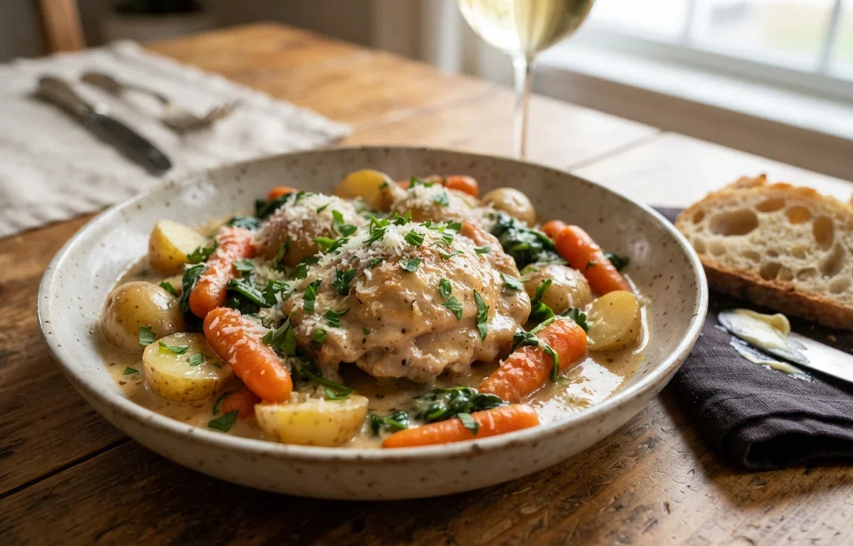 Creamy Garlic Chicken Crockpot Dinner
