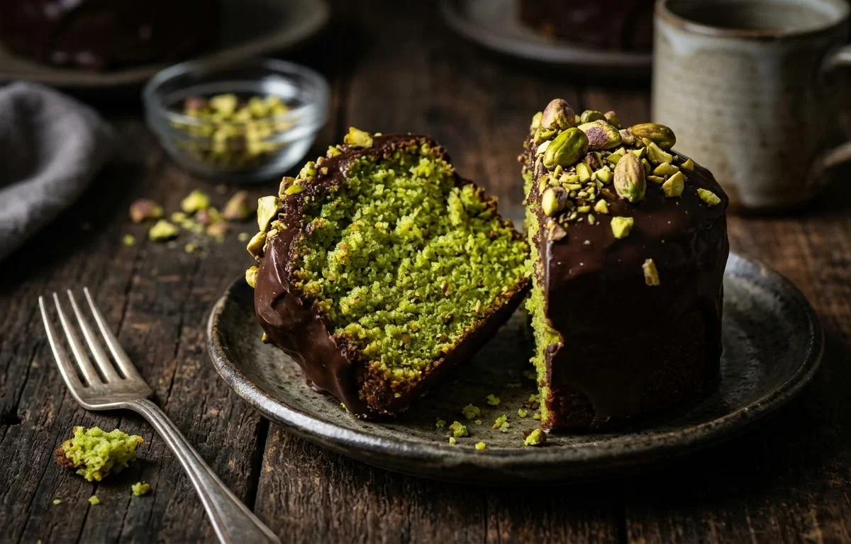 Mini Pistachio Cakes with Chocolate Drizzle
