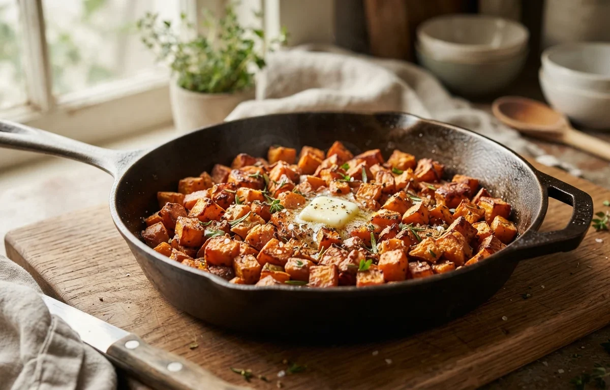 Crispy Skillet Sweet Potato Hash Browns
